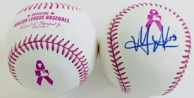 Matt Adams Signed Pink Mothers Day Baseball St Louis Cardinals Autograph Coa J14