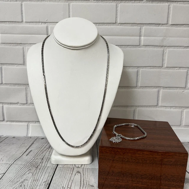 Sarah Coventry Silver Tone Chain Set Necklace Bracelet Tassel Vintage