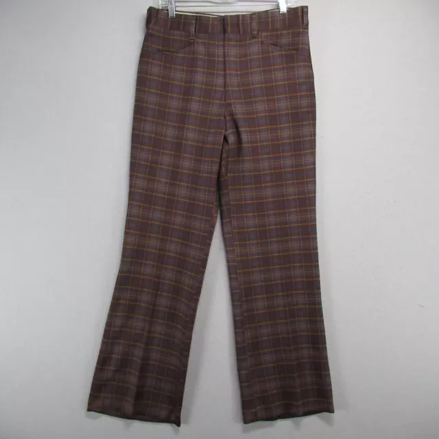 Vtg Sears Kings Road Pants Mens 34 Long Brown Perma Prest  70s 80s No Iron Disco