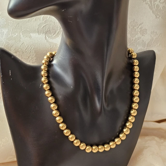 Collier Ancien Plaqué Or – Chaîne Avec Pendentif Feuille En Pierre, Doré (occasion)
