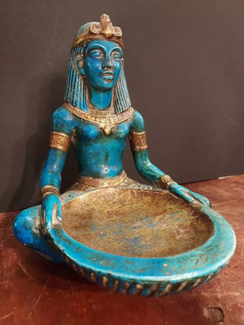 Rare Ugo Zaccagnini Egyptian Pottery Statue - Bowl 9" italian italy mcm bitossi