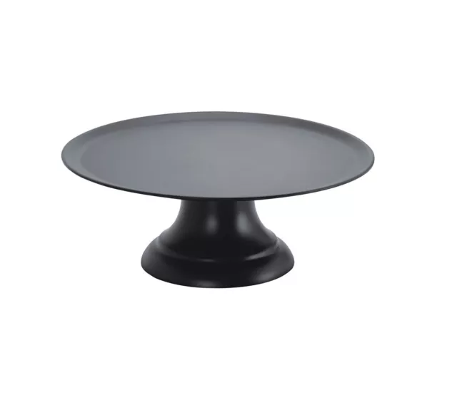 Cake Plate w Stand 239mm Black Display Cupcakes Cakes Footed Raised Plate