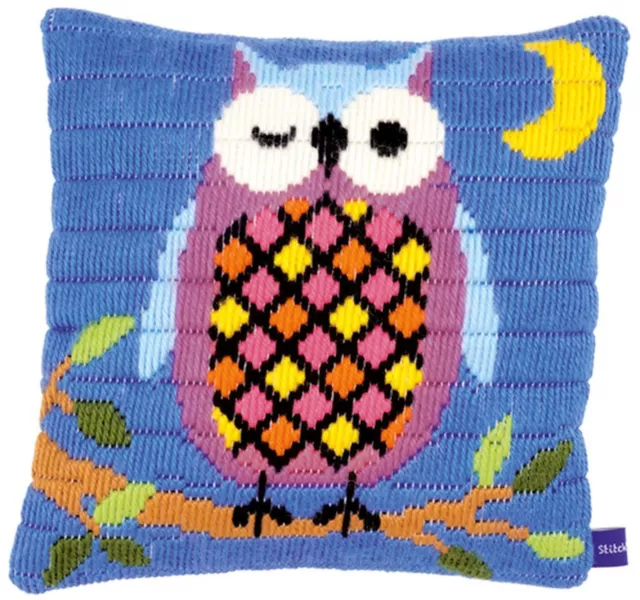 Vervaco 0153799 Cushion Owl by The Light Of Lune Point Rod On Canvas