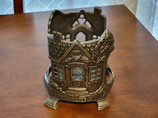 Pewter Jar Candle Holder Home Sweet Home Carson 1996 Yankee Candle Vintage