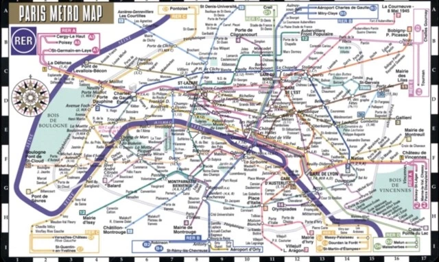 C245a STREETWISE PARIS METRO Map - Laminated Metro Map of Paris France Ci ...