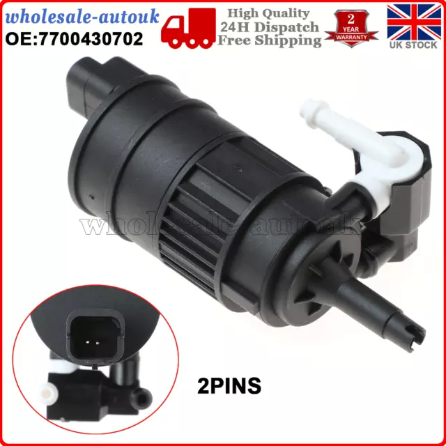 For Renault Clio Mk2 1998>2012 Twin Outlet Windscreen Washer Pump 7700430702 Uk