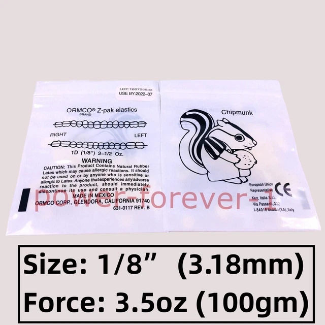 10bag ORMCO Zoo Pack Elastcs bands Dental 3.5OZ 3/16 Rabbt Clear