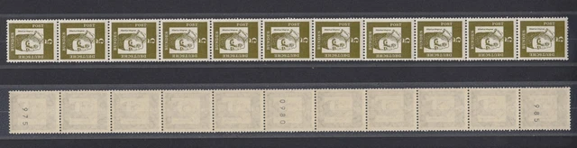 Bund 347y RM 11er Streifen u-g-u Nr. Bedeutende Deutsche 5 Pf postfrisch