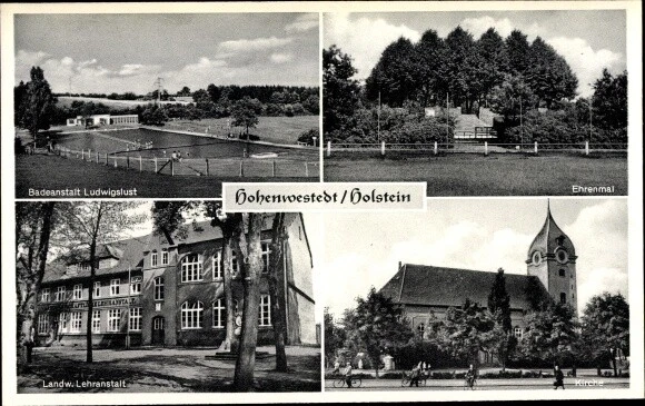 Ak Hohenwestedt in Holstein, Ehrenmal, Kirche, Badeanstalt... - 2980211