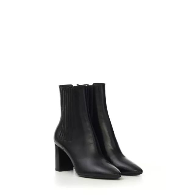 SAINT LAURENT 1095$ Black Lou Chelsea Ankle Booties Smooth Leather