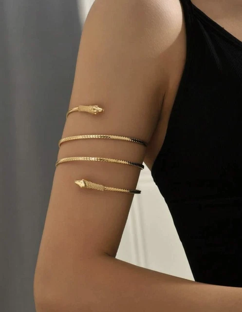 Bracelet Serpent Tête Animal En Métal Doré - Style Jonc Texturé - Bijou Mode Femme - Neuf Sans Emballage