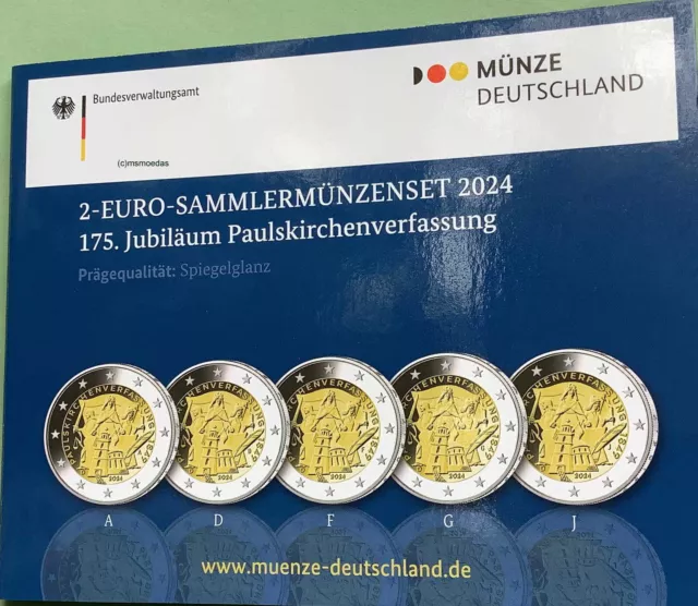 Deutschland Off. Blister 2 €-Gedenkmünzenset 2024 Paulskirchenverfassung Proof