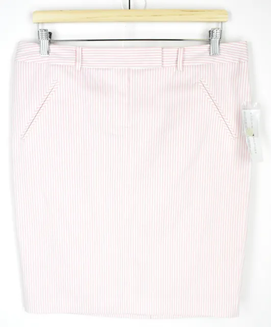Tommy Hilfiger ST Lucia Gonna Donna (UK) 10 Casual Midi a Strisce Rosa Bianco