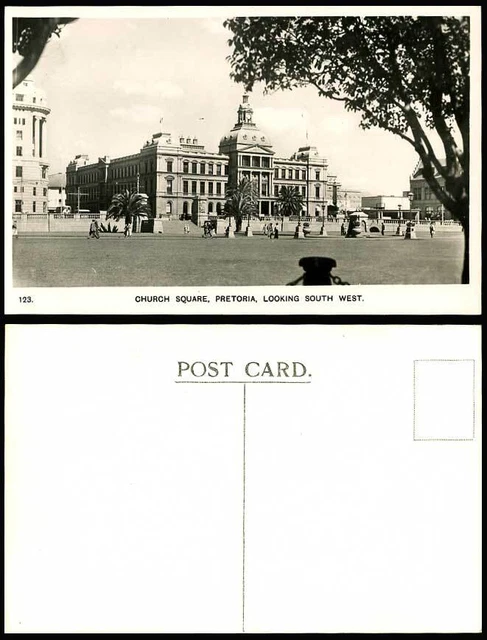 South Africa, Pretoria, Church Square Looking South West Old Real Photo Postcard