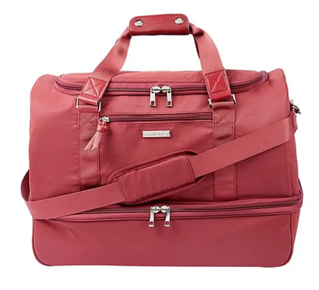 Samantha Brown To-Go Zipper Compartment Weekender Travel Luggage- Burgundy