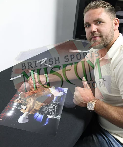 Chris Eubank Jr vs Billy Joe Saunders Hand Signed 16x12'' Boxing Photograph COA 3