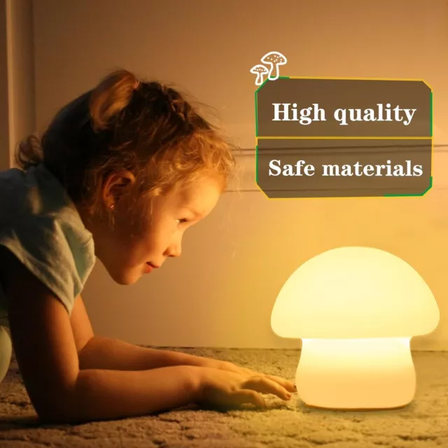 "Rechargeable Mushroom Lamp: Multi-Color LED Night Light for Kids Room and Nurse 3