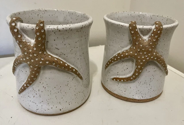 Vintage “One of a kind” Clay stoneware 3D starfish 16 ounce Mug