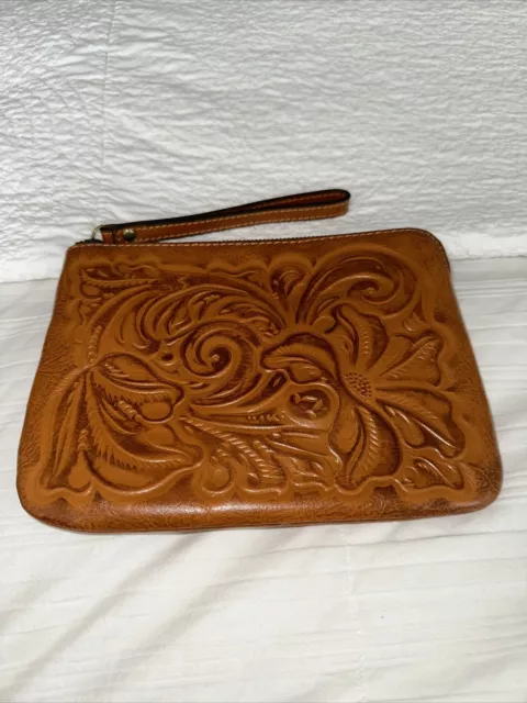 Patricia Nash Cassini Burnished Tooled Wristlet/Clutch Leather Western