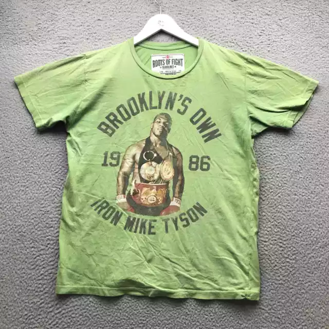 Mike Tyson Iron Brooklyn's Own 1986 Roots Of Fight T-Shirt Men's Large L Green