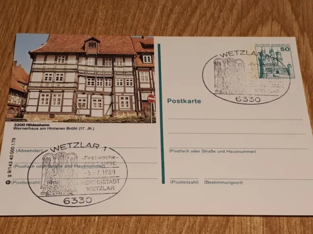 #V68 Bildpostkarte 3200 Hildesheim g 9/143 40 000 1.79 Ganzsache Karte Wetzlar