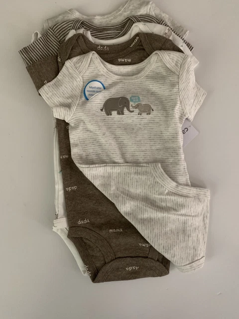 Carters Baby Boy 5-Pack Bodysuits Newborn 6 9 18 Months Elephant Brown Ivory