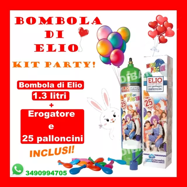 KIT BOMBOLA DI Gas Elio Compresso Con 100 Palloncini Colorati Festa +  Erogatore EUR 102,99 - PicClick IT