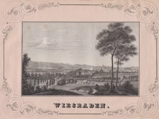 Kassel Vista General Original Grabado de Acero 1840