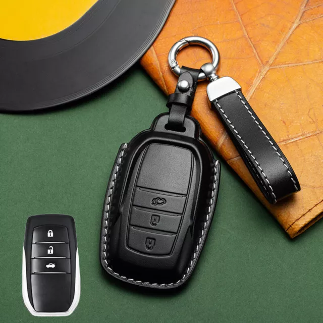 Real Leather Car Key Case Cover For TOYOTA Camry RAV4 Hilux Highlander Prado 86 3