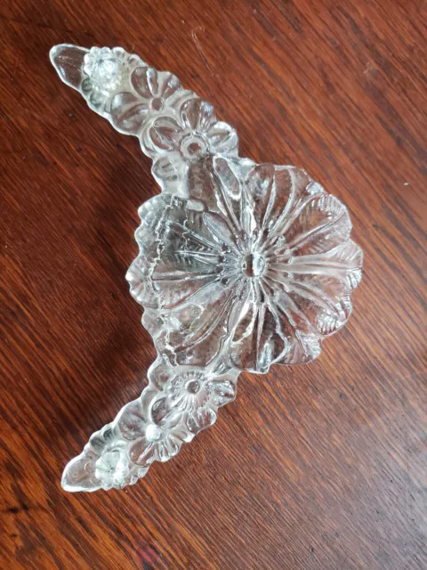 Antique Glass Curtain Tiebacks Bracket Flower Floral Clear Victorian