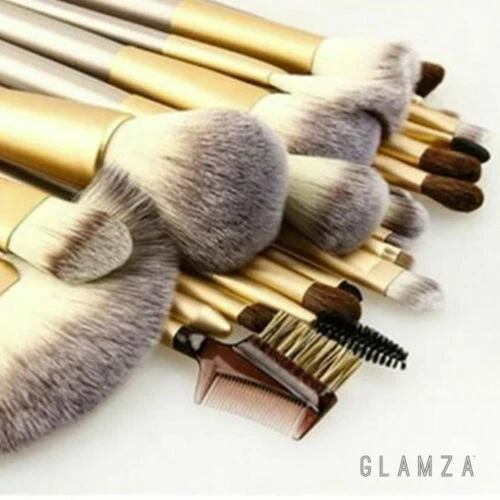 12 PC Professionale Pennelli Makeup Set Champagne Colore con Bianco Bustina