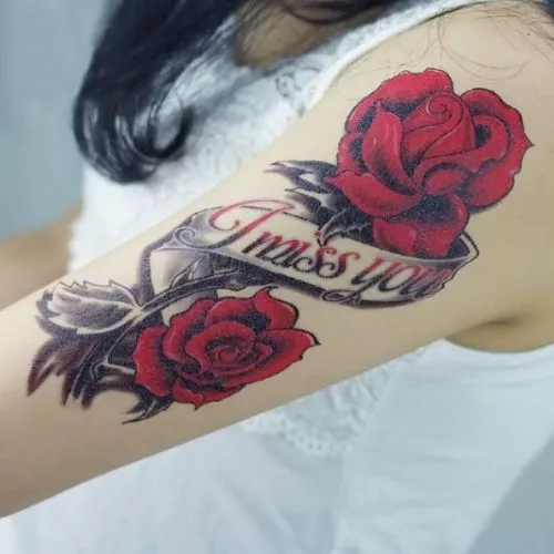 Flash Einmal Temporary Klebe Tattoo Rose Rot Körper Body Sticker Geschenk Party