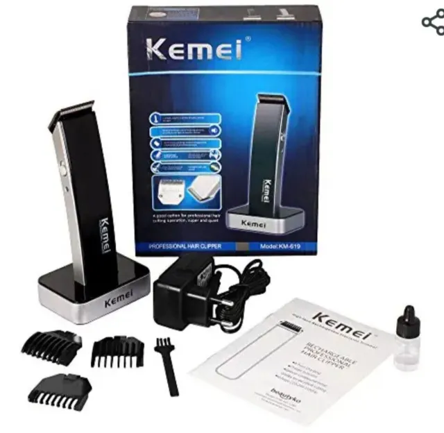 Cortadora/afeitadora profesional recargable de cabello/barba Kemei KM-619 blanca/rellena