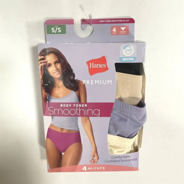 HANES PREMIUM 4PK Body Toner Hi-Cut Underwear Womens Size 5/S Smoothing  Stretch $12.99 - PicClick