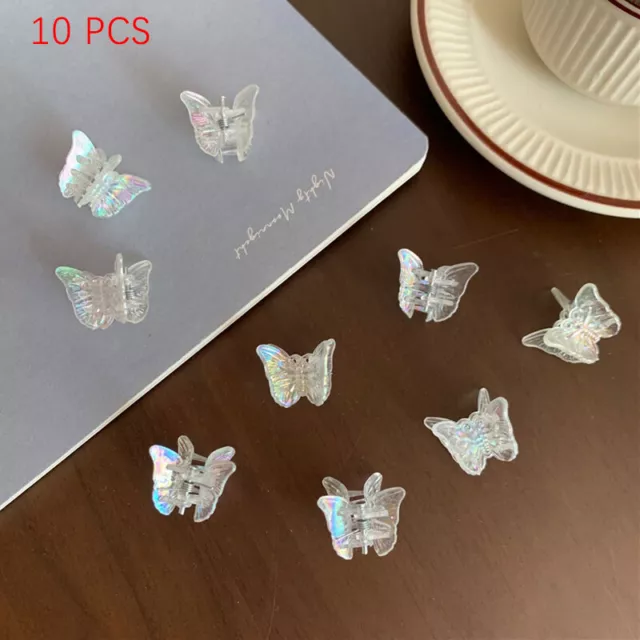 10Pcs Mini Butterfly Hair Claw Transparent Resin Cute Sweet Aurora Barrettes#EL