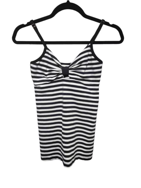 Kate Spade X Beyond Yoga Black White Stripe Bow Cut Tank Top Size Small-B68