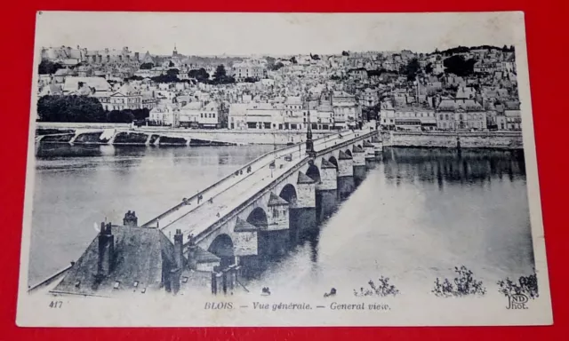 Cpa Carte Postale 1900-1910  Blois Loir Et Cher Panorama Riviere Pont Centre