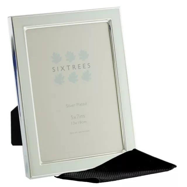 Sixtrees Kew White enamel and silver plate Art Deco 7x5 inch photo frame.