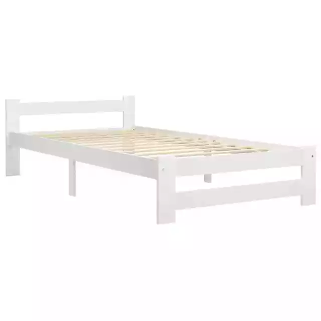 AX Letto Bianco Telaio 204x97x55cm Giroletto Legno Massello Pino Venature 321998