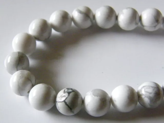 50pcs 8mm Round Natural Gemstone Beads - Howlite 3