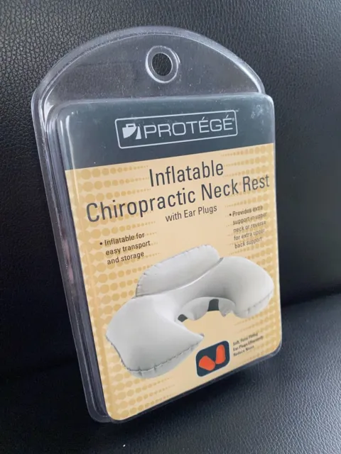 Protege Inflatable Chiropractic Neck Rest - travel pillow ear plugs foldable NEW