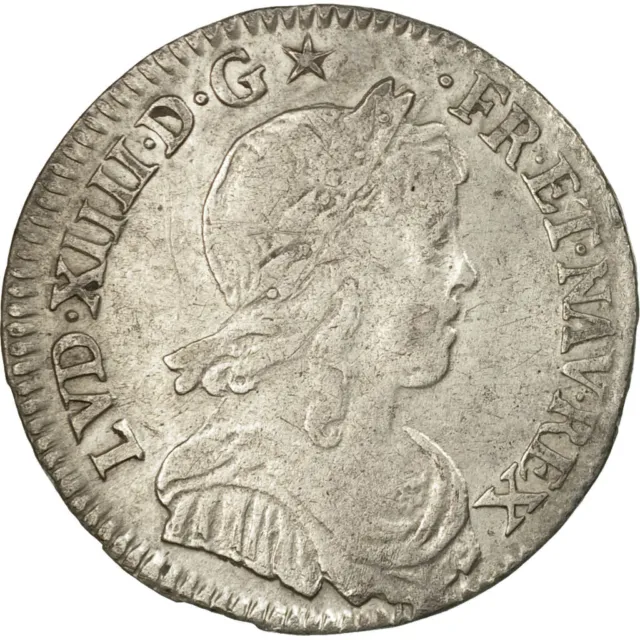 [#494368] Monnaie, France, Louis XIV, 1/12 Écu à la mèche longue, 1654, Rouen, A