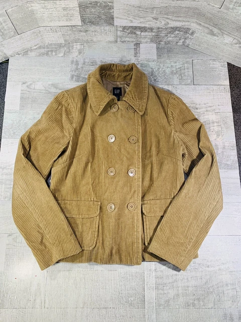 Gap Women’s Medium Brown Tan Corduroy Double Breasted Jacket Button Up Boho