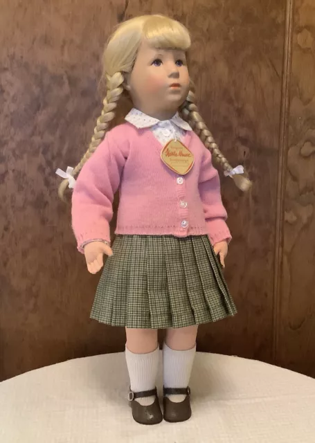 Wonderful 21” Kathe Kruse School Girl Complete With Gold Hang Tag!