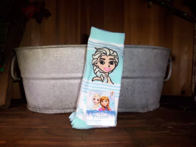 Frozen Girls Toddler Socks 2 Pairs For Shoe Size 4-7.5 Blue Kids Cartoon New Fun