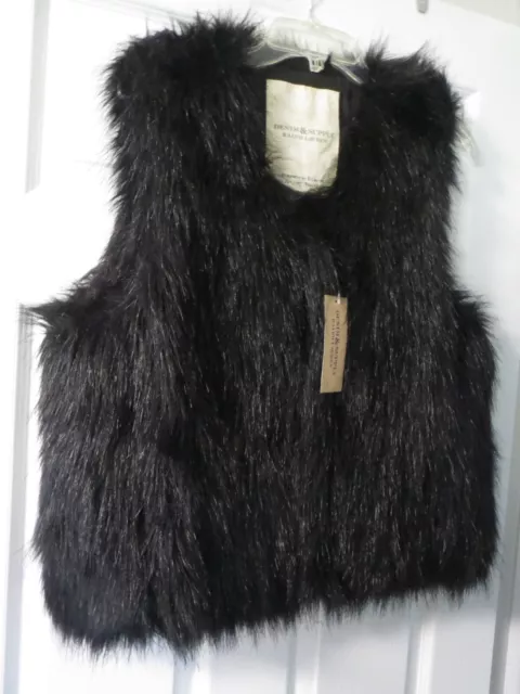 Denim & Supply Ralph Lauren Womens Faux Fur Vest Black, sz L, NWT