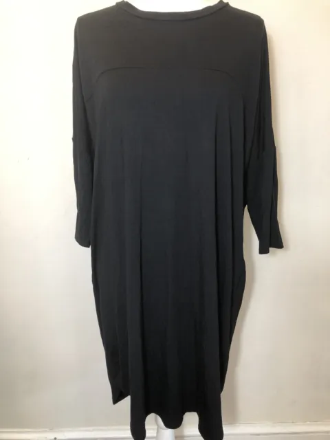 Asos Tunic Dress Black US Size 14 Top Long Sleeve Stretch UK Size 18 Lagenlook