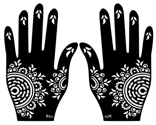 Henna Reusable Rubber Stencils Henna Temporary Tattoo Body Art FULL HAND 1  PAIR