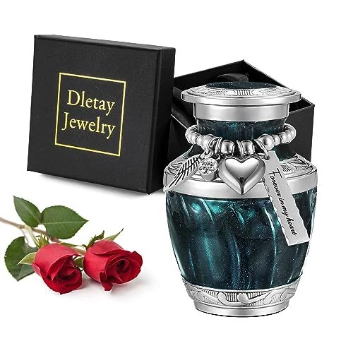 Small Memorial Cremation Urns For Adult Human Ashes With Wing Charm 2.7 Inches D