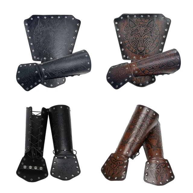 Bracciali medievali in pelle PU polsino guanto di  Steampunk per carnevale in